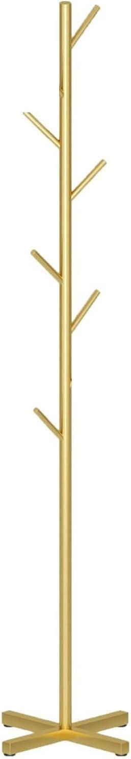 Metal coat rack freestanding coat tree bracket Gold satin steel finish Stable cross base with Met... | Amazon (US)