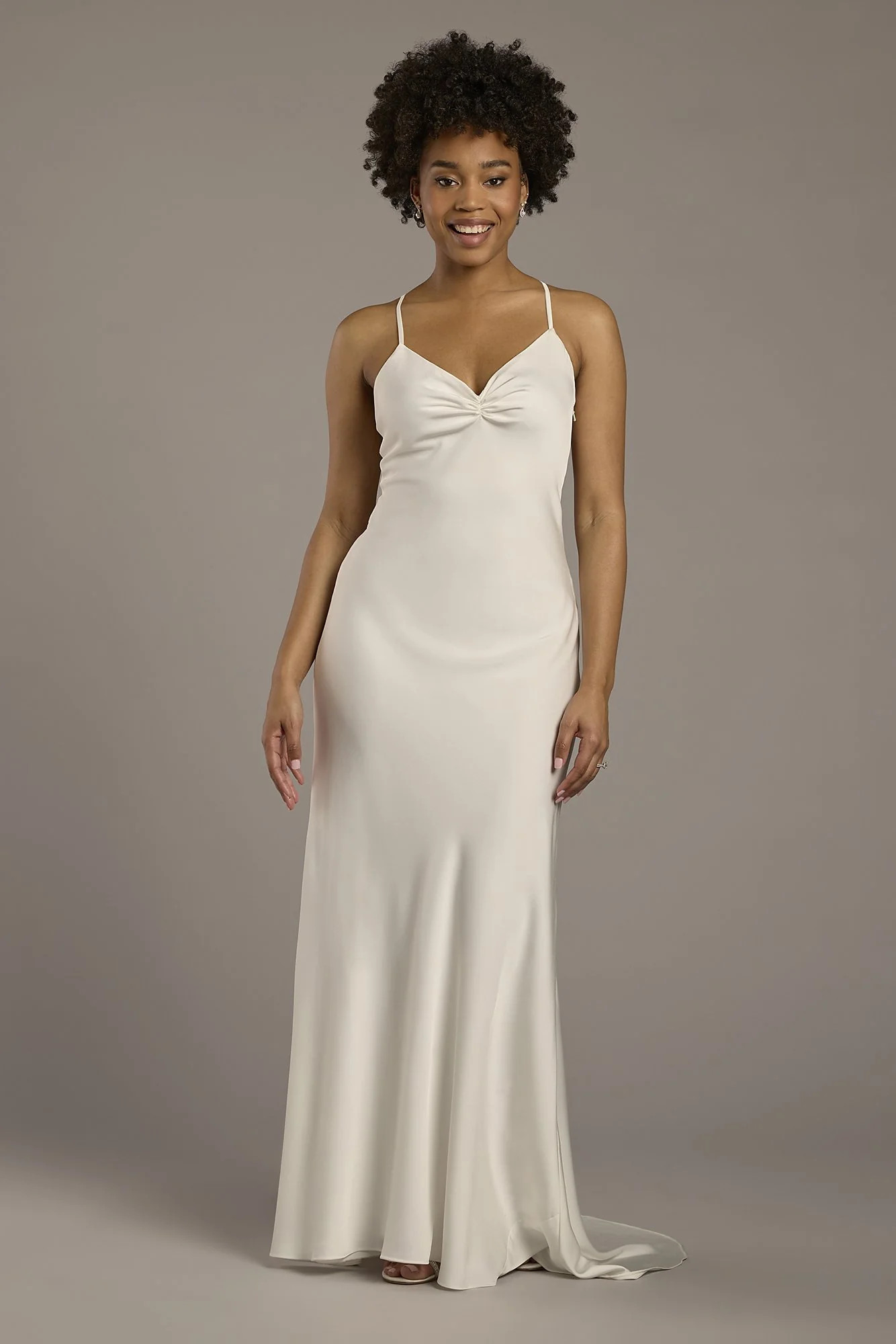 Matte Satin Spaghetti Strap Slip Dress | David's Bridal