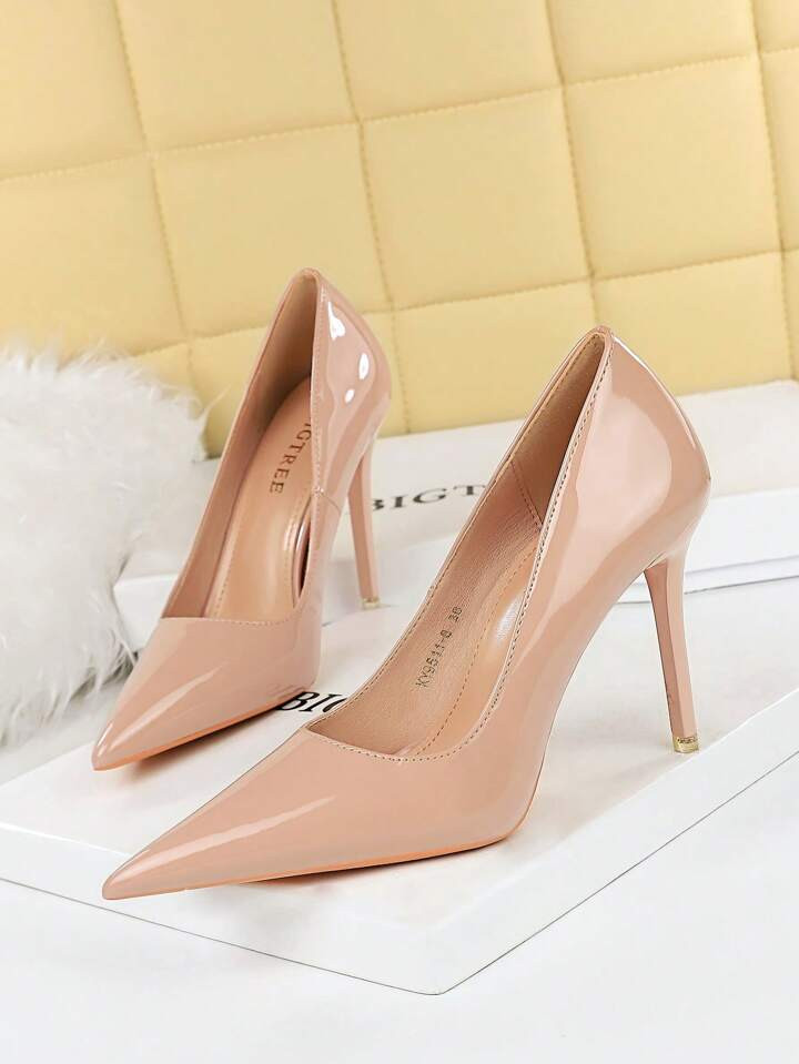 Point Toe Ultra High Heeled Court Pumps, Apricot Elegant Pure Color Pointed Toe High Heel Shoes F... | SHEIN