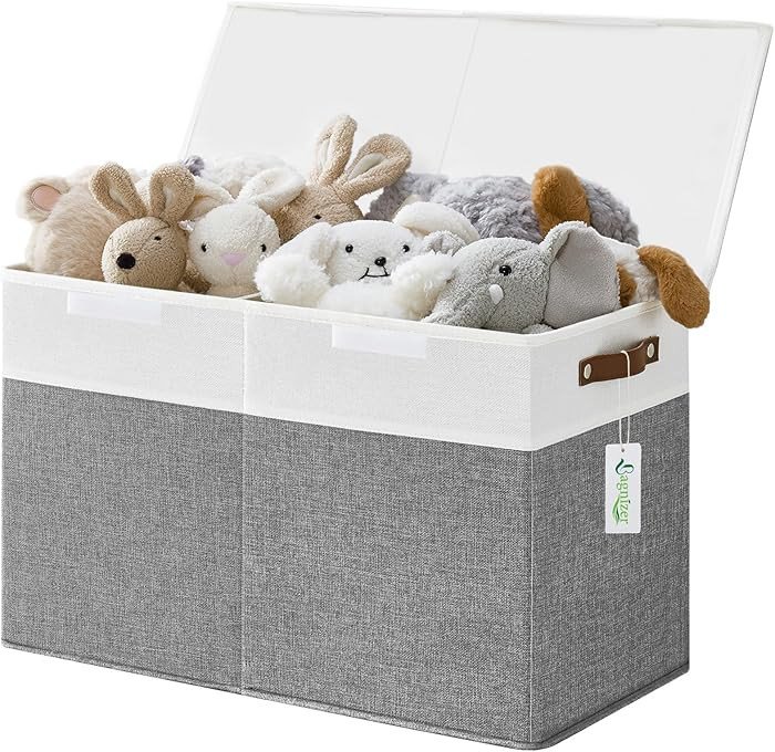 Large Toy Storage Box with Lids, Collapsible Sturdy Baby Storage Organizer Chest Bin Basket for K... | Amazon (US)