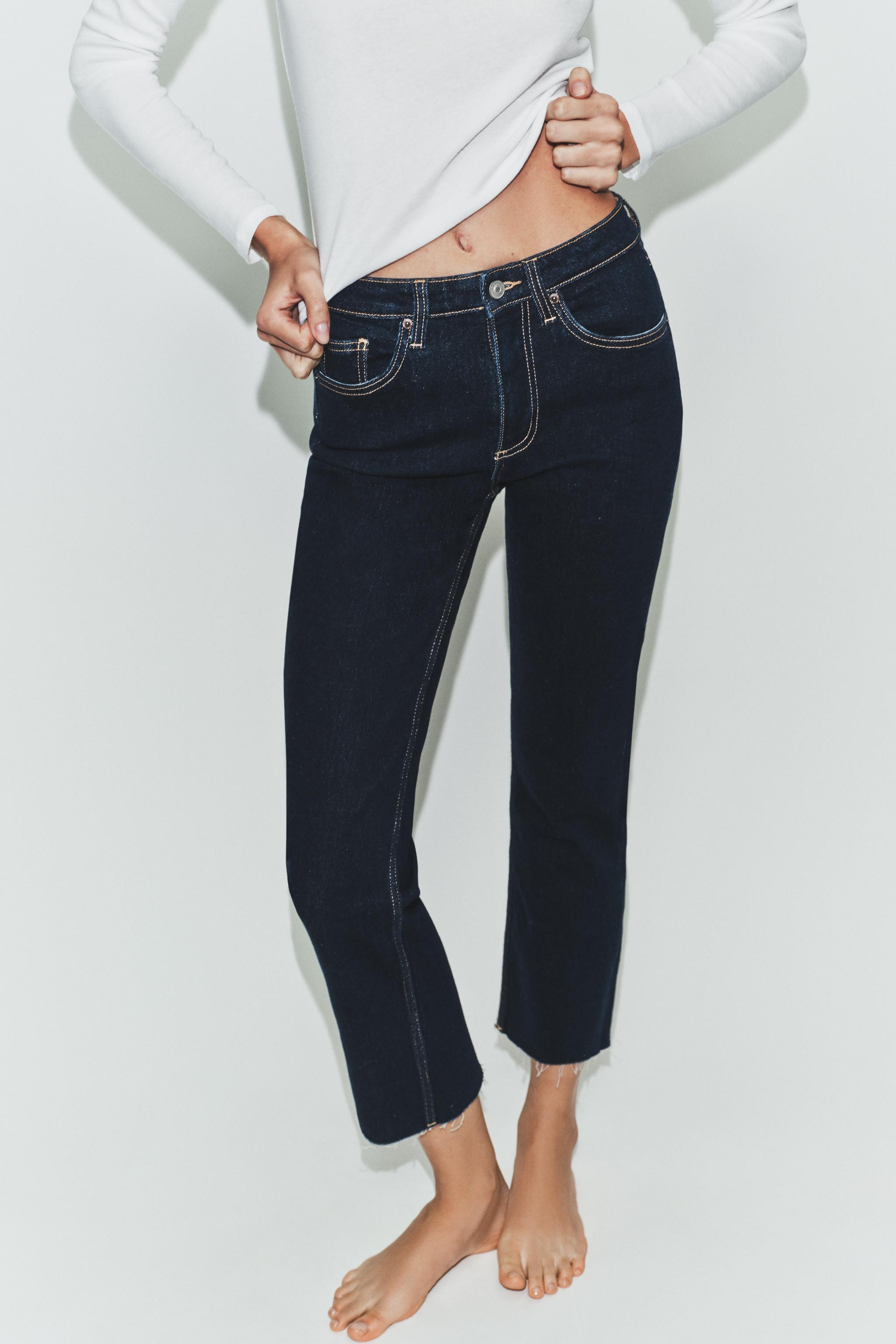 JEANS TRF CROPPED FLARE MIT HOHEM BUND | Zara DE