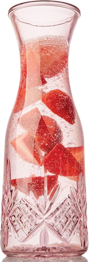 Godinger Carafe Pitcher, Water Pitcher, Wine Carafe, Glass Water Pitcher - Pink, 32oz, Dublin Col... | Amazon (US)