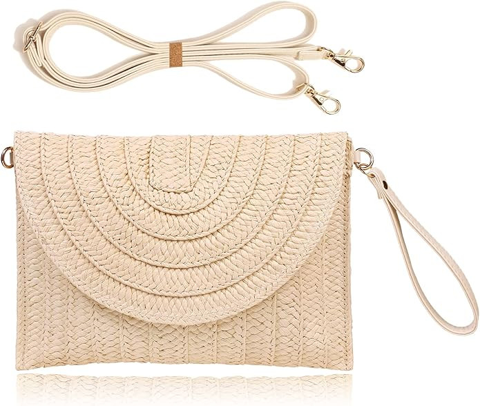 COOKOOKY Straw Clutch Handbag Summer Beach Straw Purse for Women woven Envelope Bag… | Amazon (US)