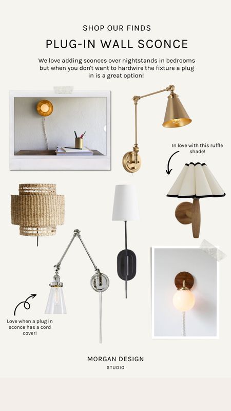 Love adding a plug in sconce over a nightstand to free up table space! These are some cute options! 

#bedroomlighting #lighting #wallsconce 

#LTKhome #LTKstyletip #LTKFind