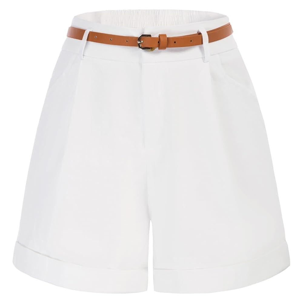 Belle Poque Women's Vintage Casual Shorts Shorts Summer Shorts Unicoloured Leisure Shorts with Be... | Amazon (UK)