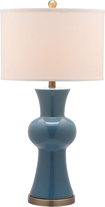 SAFAVIEH Lighting - Lola 30-Inch Ceramic Column Table Lamp Set of 2 - Blue - Contemporary Tall Body Design - Ideal for Living Room, Bedroom - LED Bulbs Included (LIT4150C-SET2) | Amazon (US)
