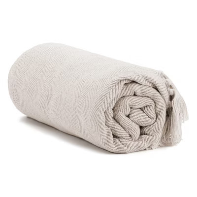 Americanflat Throw Blanket for Couch in Cream Herringbone 50" x 60" - All Seasons Lightweight Cozy Soft Blankets & Throws for Bed and Sofa | Target