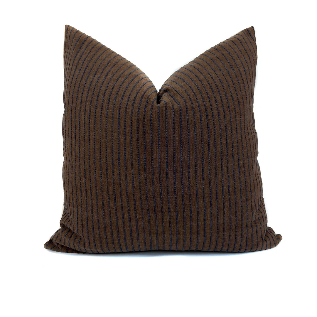 Rust Brown Pillow Cover Cotton Linen Blend Minimalist Premium Modern Cushion Case Brown Couch Sof... | Etsy (US)