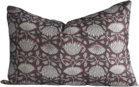 Block Print Pattern Floral Throw Pillow Covers for 2023 Winter, Christmas, and Spring Seasonal Ho... | Amazon (US)