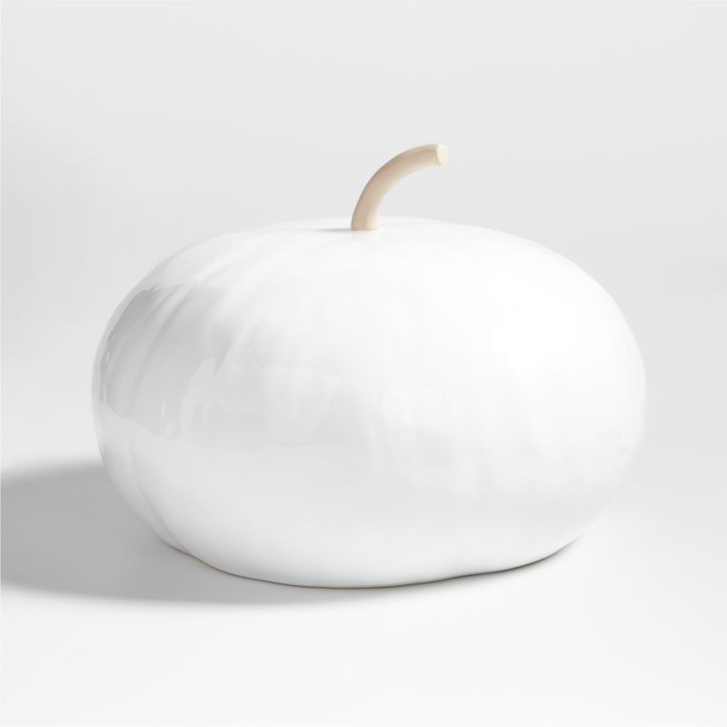 Round White Ceramic Pumpkin + Reviews | Crate & Barrel | Crate & Barrel