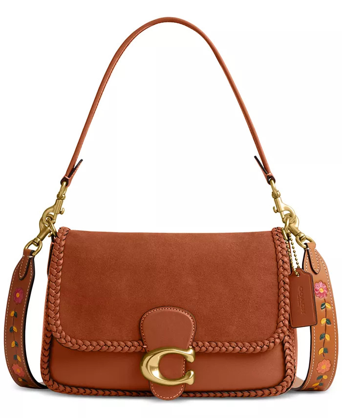 Braided Trim Mixed Leather with Suede Flap Soft Tabby Shoulder Bag | Macys (US)