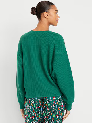 Oversized Cozy Waffle Henley Top | Old Navy (US)