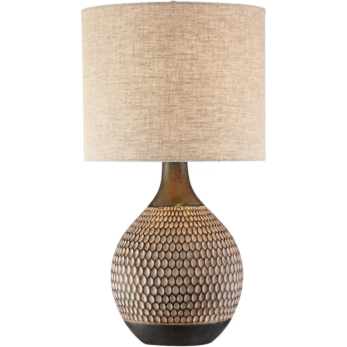 360 Lighting Emma Modern Mid Century Accent Table Lamp 21" High Wood Brown Ceramic Oatmeal Drum S... | Target