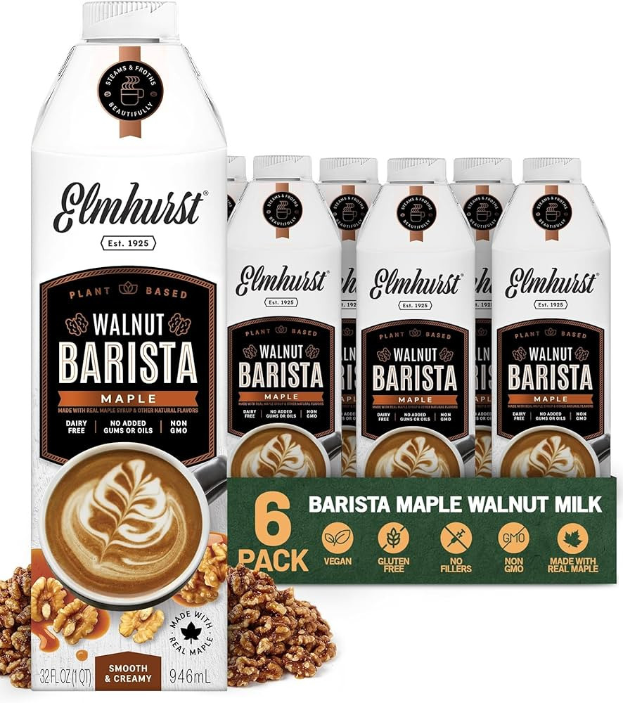 Elmhurst 1925 Maple Walnut Milk Barista Edition – 32 Ounce (Pack of 6) Plant-Based, Extra Cream... | Amazon (US)