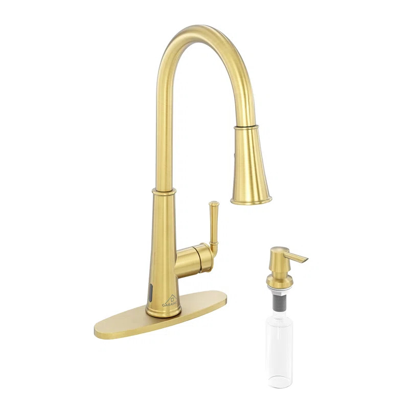 CA-W3085-BG Willow Pull Down Sprayer Kitchen Faucet with Touchless Sensor, LED, Soap Dispenser an... | Wayfair North America