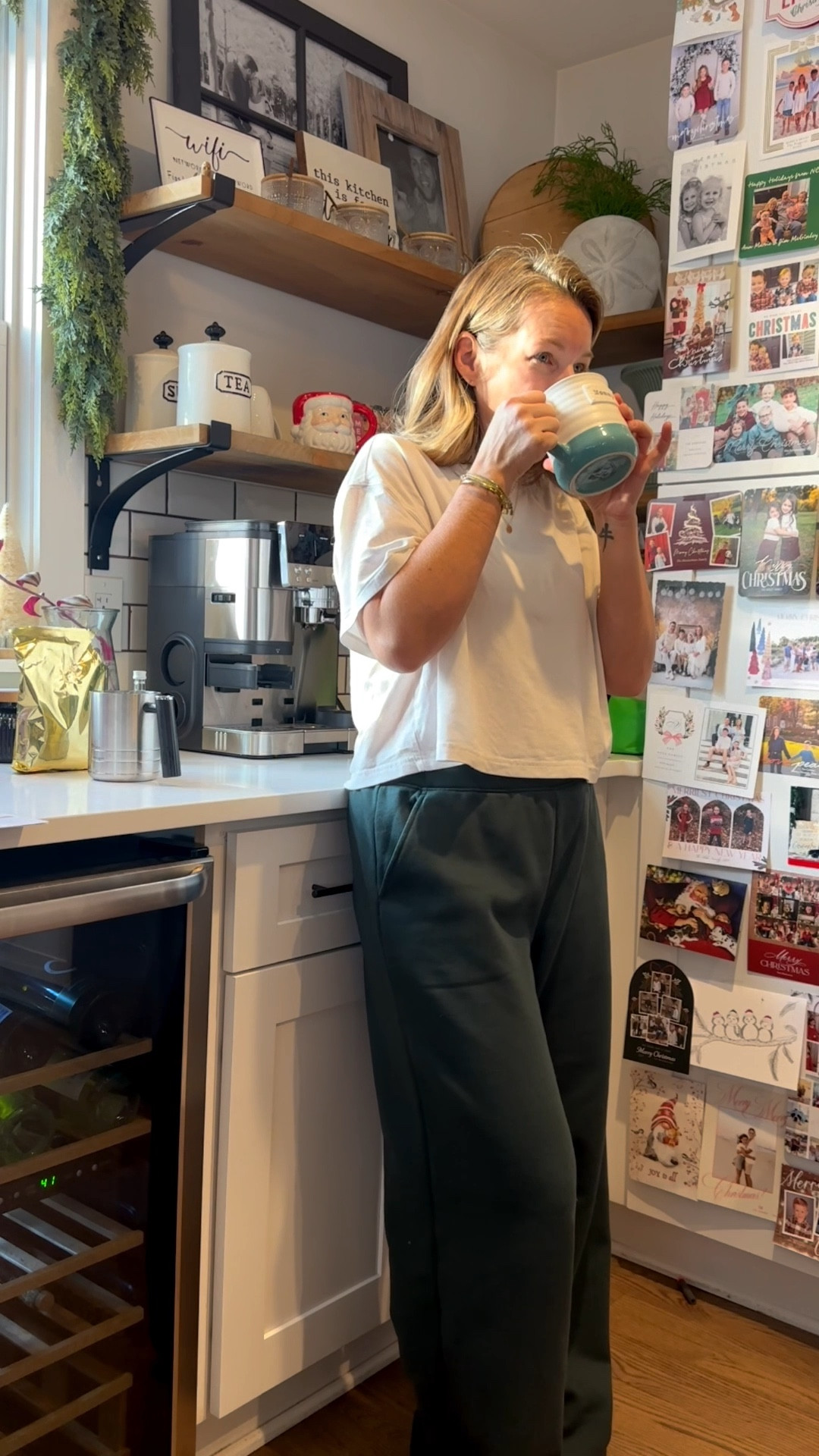 My new morning routine. Homemade lattes with my new ninja. 
Mediums in the fit! I love these cozy sweatpants. Wide leg fleece  

#LTKHome #LTKMidsize #LTKOver40