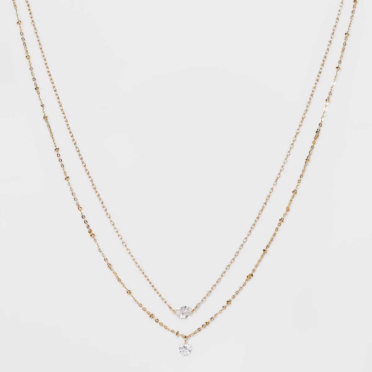 Cubic Zirconia Multi-Strand Chain Necklace - A New Day™ Gold | Target