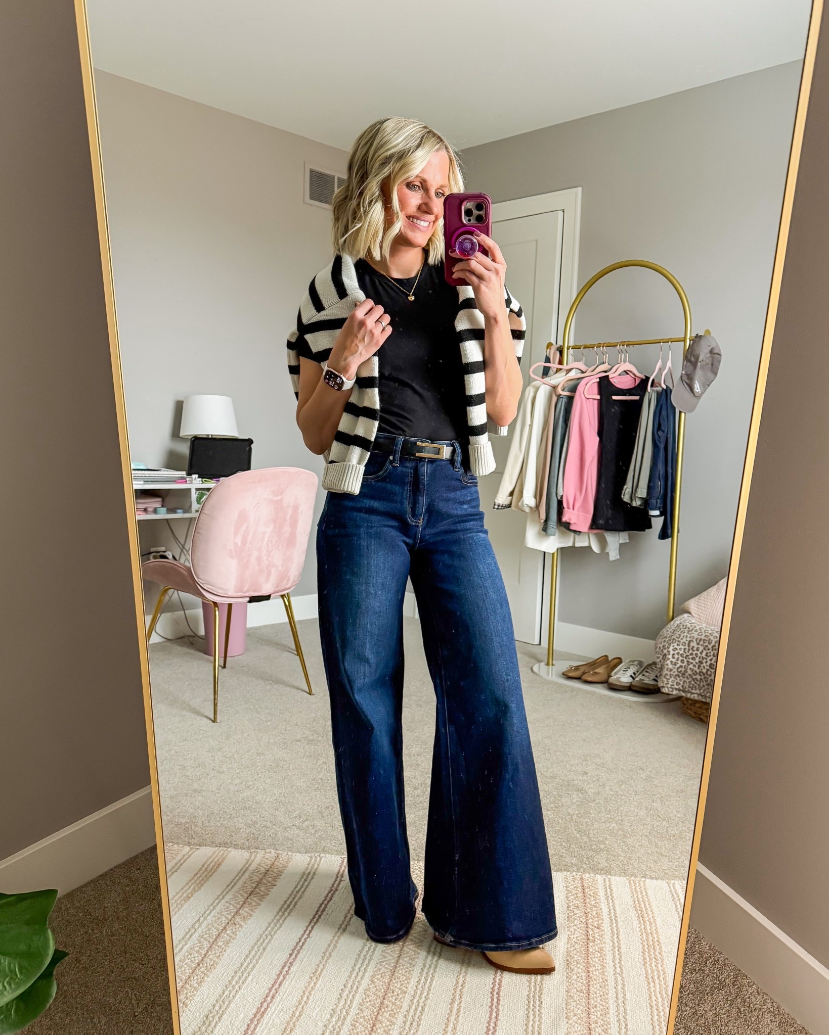 I love wearing a sweater over my shoulder in the spring! This is a great way to wear wide leg jeans! 
T-shirt- small
Sweater- small
Jeans- 25

#LTKPetite #LTKSeasonal #LTKOver40