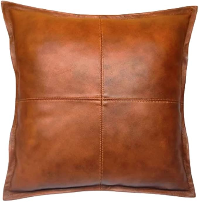 KUIRMODA Lambskin Leather Pillow Cover - Sofa Cushion Case - Decorative Throw Covers for Living R... | Amazon (US)