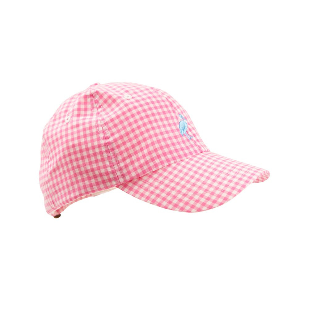 Covington Cap - Hamptons Hot Pink Gingham with Beale Street Blue Stork | The Beaufort Bonnet Company