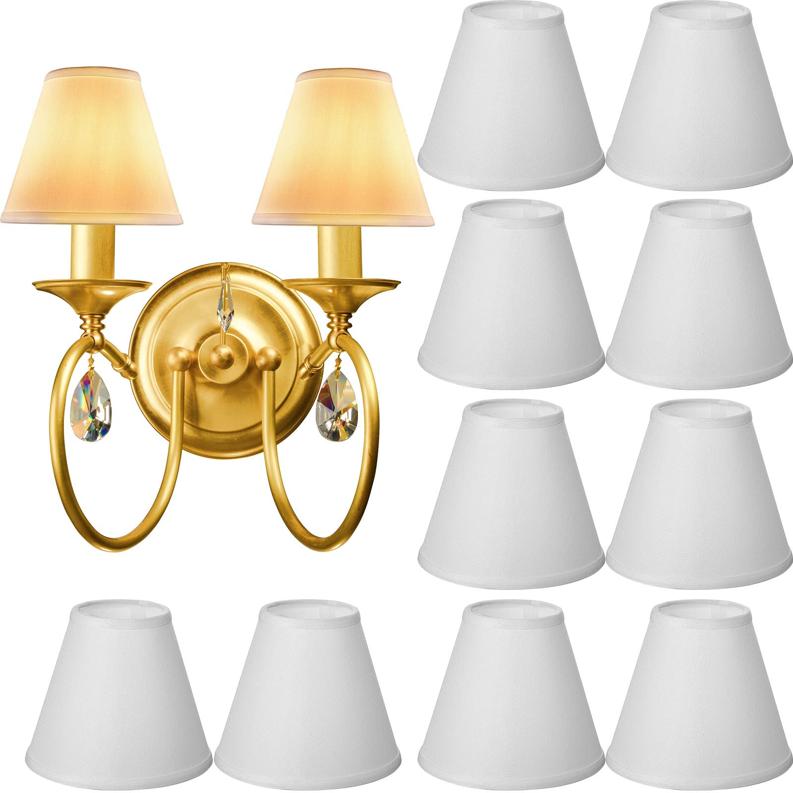 Set of 10 Small Lamp Shade Chandelier Shades Burlap Clip on Lamp Shade 3" x 6" x 5" Rustic Barrel... | Amazon (US)