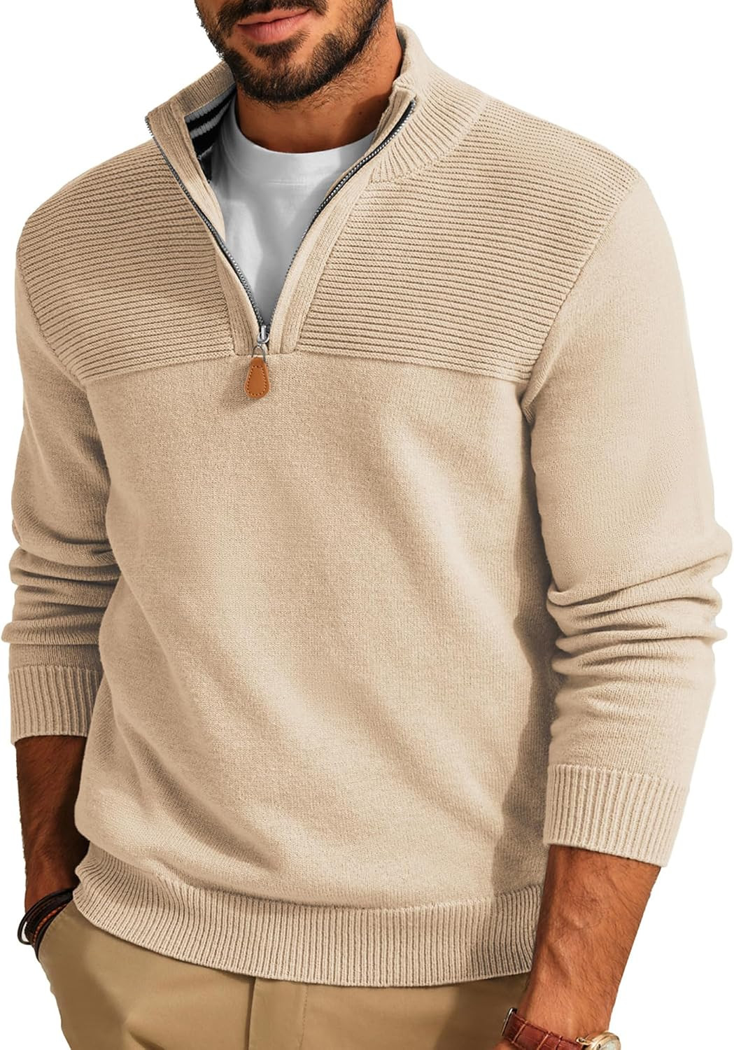 PJ PAUL JONES Mens Sweater Quarter Zip Mock Neck Pullover | Amazon (US)