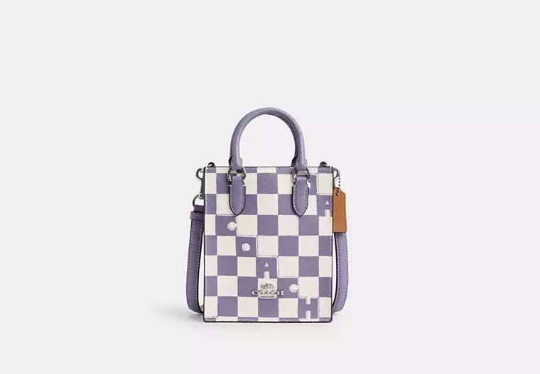 North South Mini Tote With Checkerboard Print | Coach Outlet