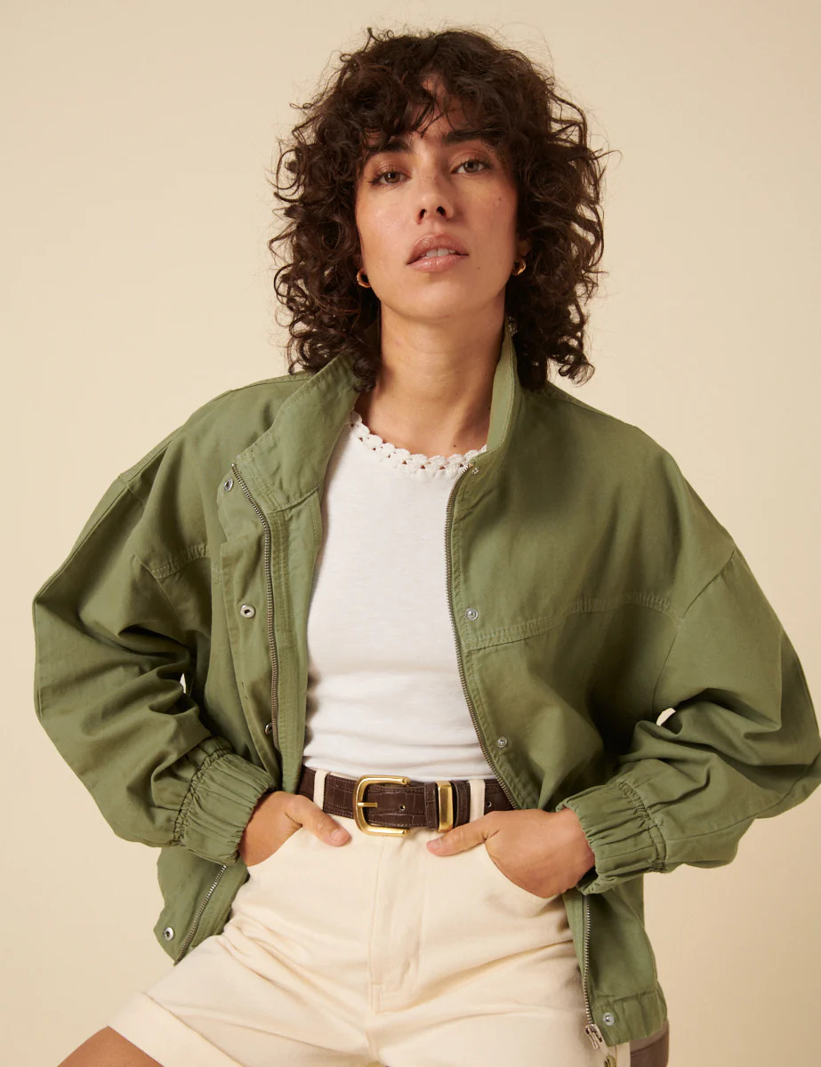 Khaki Cotton Laundered Jacket | Nobody's Child