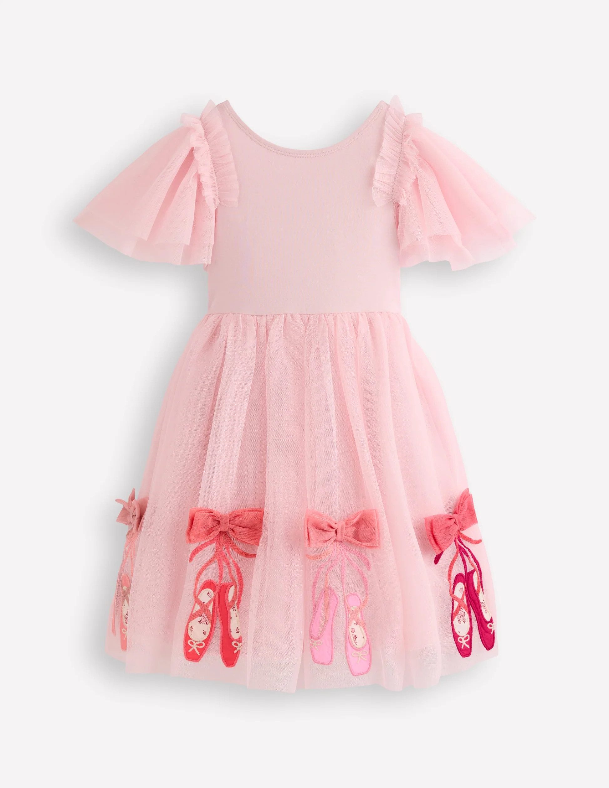 Short Sleeve Logo Tulle Dress-French Pink Ballet Shoes | Boden (US)