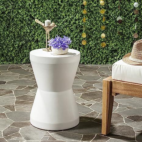 Safavieh Outdoor Collection Torre Modern Concrete Ivory 17.3-inch Accent Table | Amazon (US)