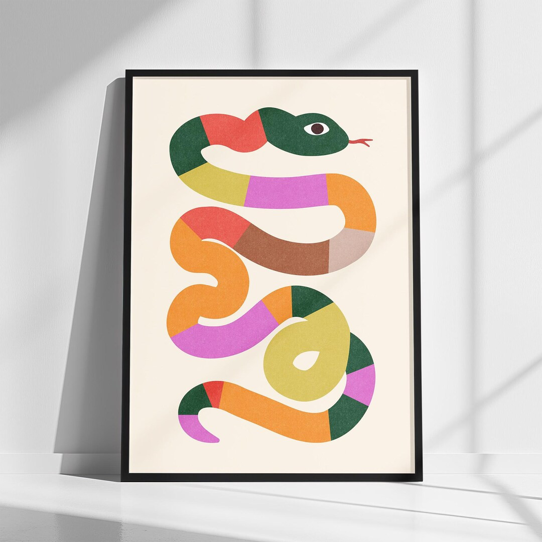 Colorful Snake Art Print, Quirky Wall Art, Poster for Kids, Wall Decor, Children's Room Nursery, ... | Etsy (US)
