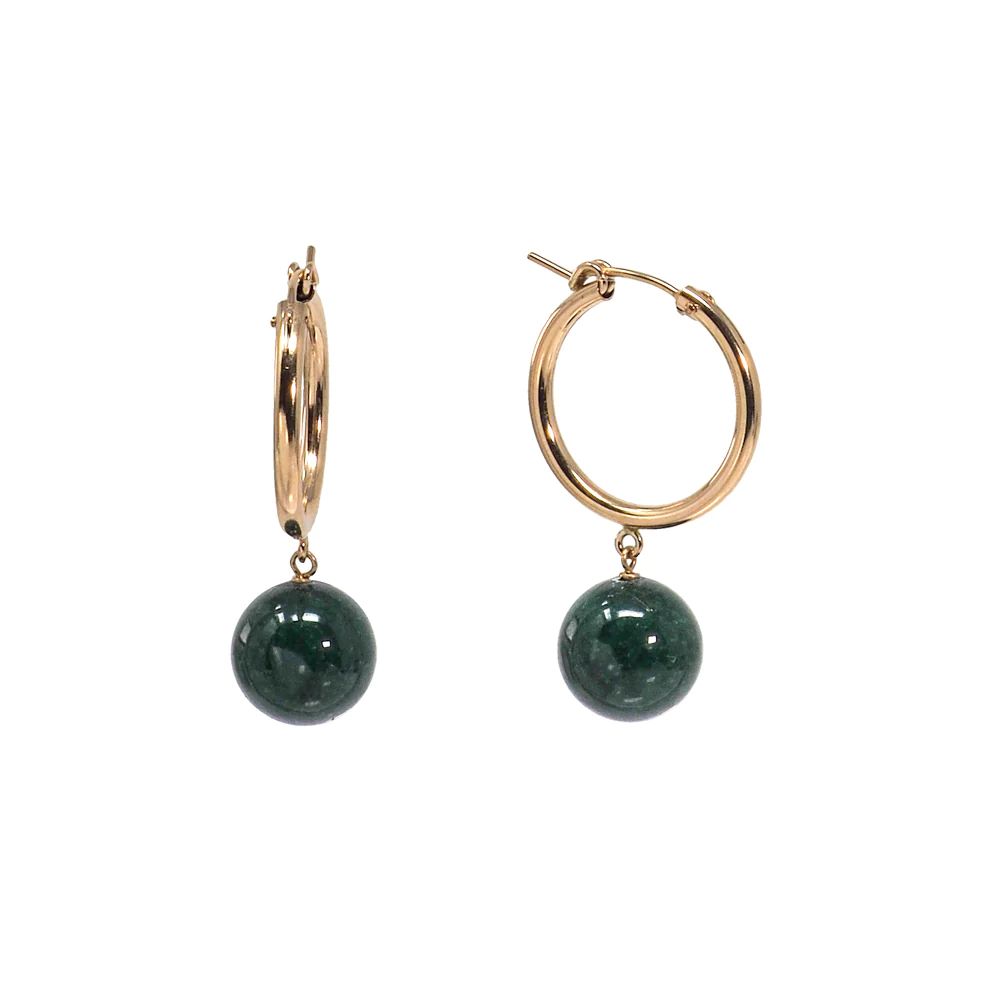 gold filled hoops with green bloodstone gumball gem | Dogeared