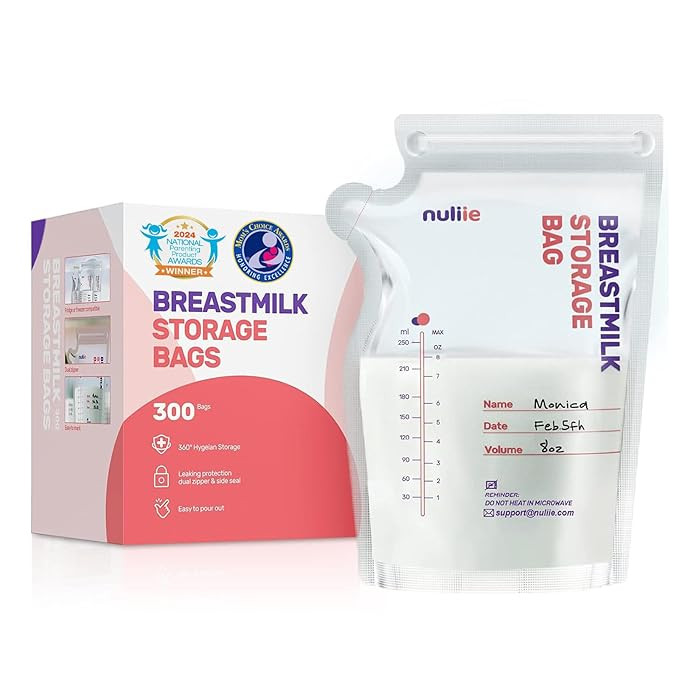 Nuliie 300 Pcs Breastmilk Storage Bags, 8 OZ Breast Milk Storing Bags, BPA-Free, Milk Storage Bag... | Amazon (US)