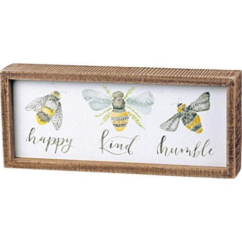 Primitives by Kathy 101758 Inset Box Sign, 10" Length x 4.25" Height x 1.75" Width, Bees - Happy, Ki | Amazon (US)