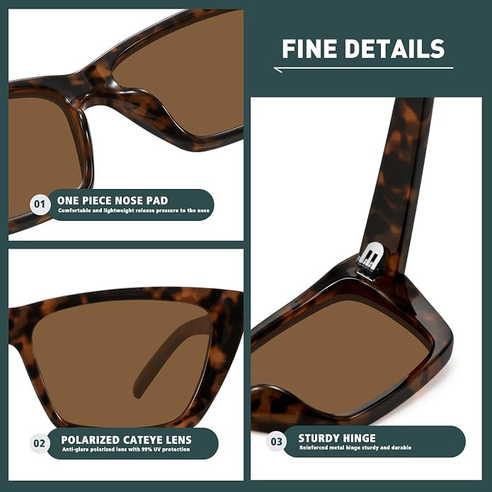 WOWSUN Narrow Small Vintage Polarized Cat Eye Sunglasses for Women | Amazon (US)