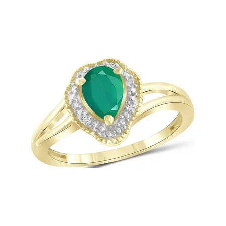 JewelersClub Emerald Ring December Birthstone Jewelry – 3/4 Carat Emerald 14K Gold Over Silver Ring Jewelry with White Diamond Accent – Gemstone Rings with Hypoallergenic 14K Gold Over Silver | Walmart (US)