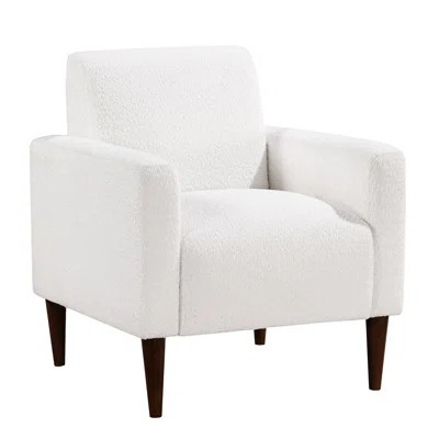 Modern Arm Chair - Boucle In White, Solid Tapered Wooden Legs With Foot Glides, Comfort Foam And Pocket Springs Seat, Up To 330 Pounds Milky White Bou | Wayfair North America