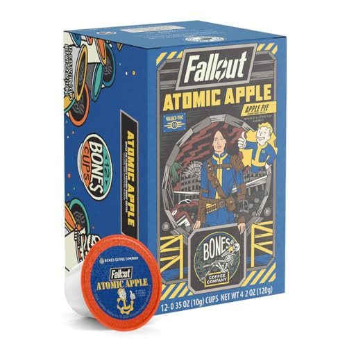Bones Coffee Company Fallout Atomic Apple, Apple Pie Flavored Coffee Pods, Low Acid Medium Roast Single-Serve Bones Cups, Compatible with 1.0 & 2.0 Capsule Brewers Coffee Maker, 12 Count | Amazon (US)