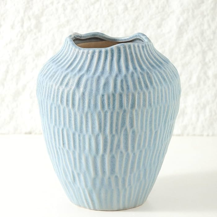 Ceramic Vase for Home Decor,7.8 Inch Flower Vases，Decorative Blue Vase for Pampas Grass，Moder... | Amazon (US)