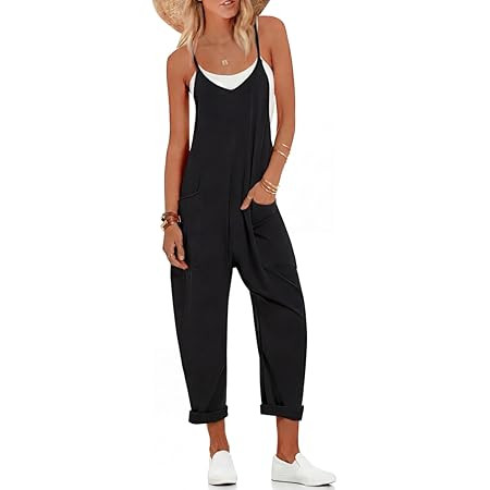 ANRABESS Jumpsuits for Women Casual Summer Overalls Sleeveless Spaghetti Strap Romper Jumpers Tre... | Amazon (US)