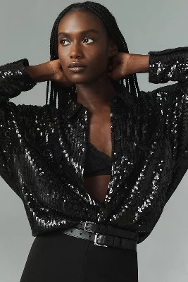 Pilcro Sequin Buttondown Shirt | Anthropologie (US)