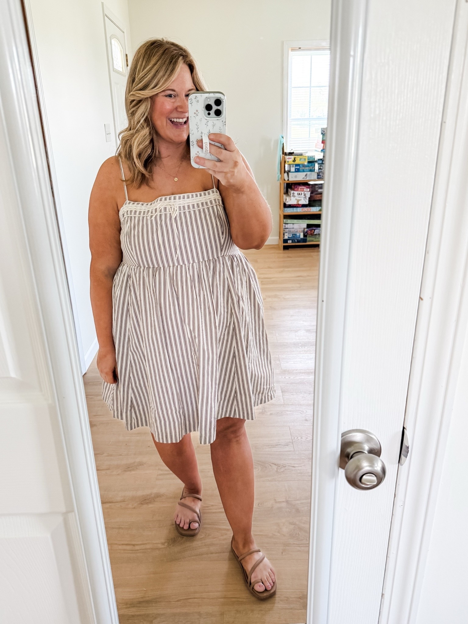 Wearing an XL in my dress (has shorts underneath!) and my Crocs sandals fit TTS. 

Postpartum outfits 
Midsize outfits 
Abercrombie dress
Summer to Fall dress

#LTKmomlife #LTKMidsize #LTKBump