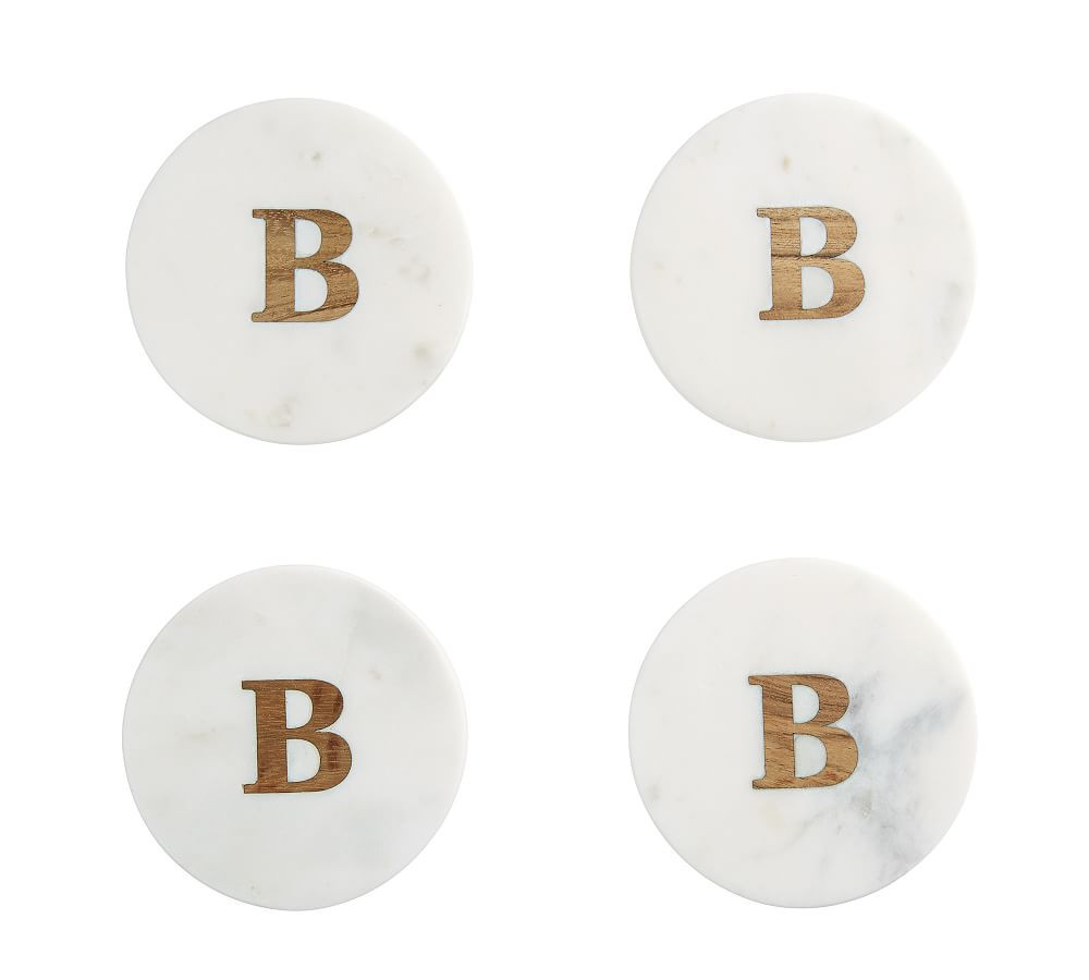 Handmade Alphabet Marble & Wood Coasters - Set of 4 | Pottery Barn (US)