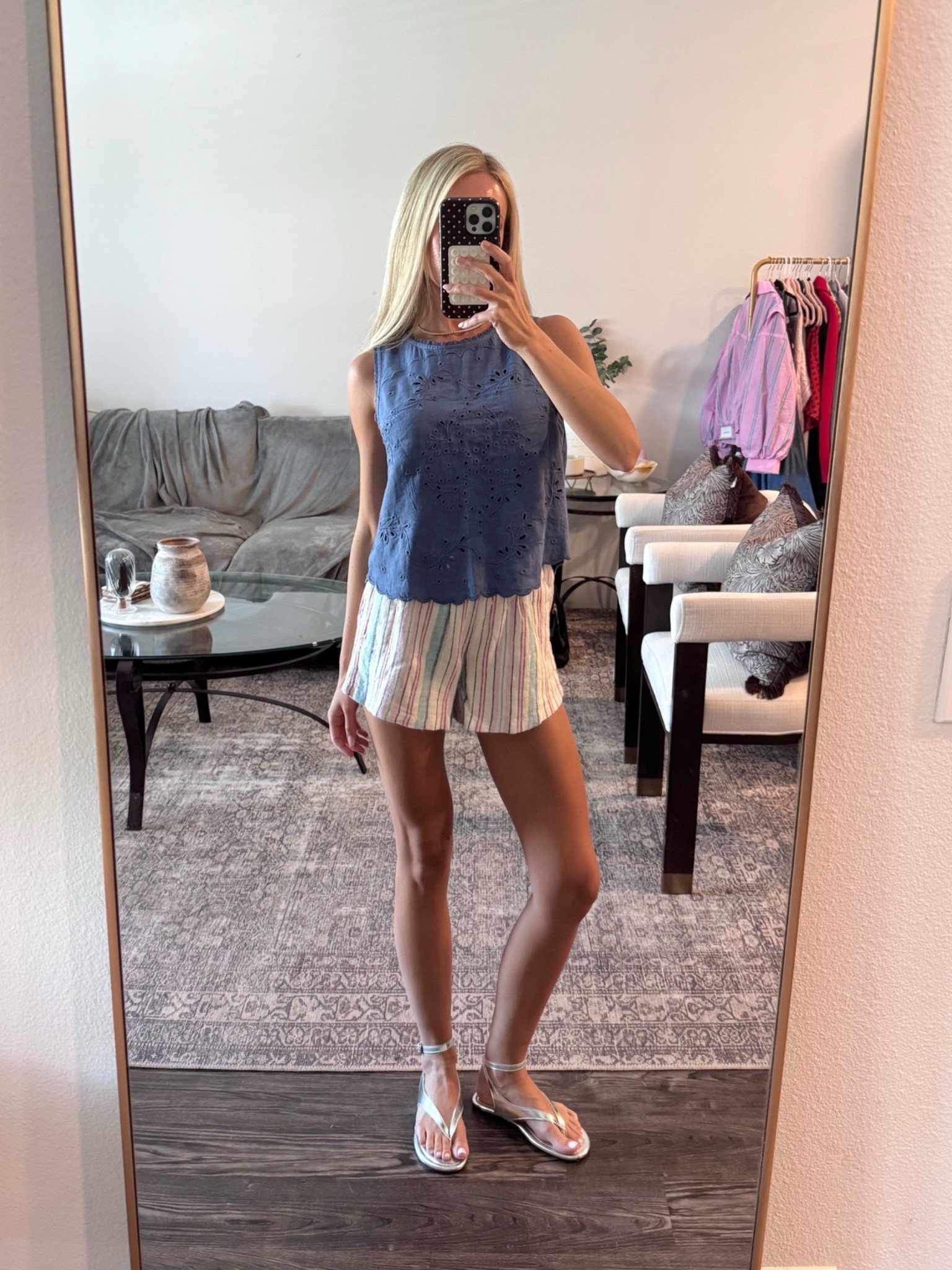 Summer uniform 🙌🏼 these pull on shorts are everything! Come in multiple colors/patterns. Love the eyelet detail on this top and it ties down the back

Wearing XXS in top and shorts

Ootd. Outfit inspo. Outfit idea. Summer outfit. Abercrombie outfit. Stripe shorts. Blouse. Sandals. @abercrombie

#LTKootd