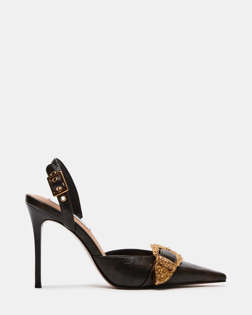 DELILAH Brown Distressed Slingback Pump | Women's Heels | Steve Madden (US)