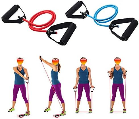 WSERE 2 Pieces Workout Exercise Resistance Bands with Handles for Women Men Home Fitness, Strengt... | Amazon (US)