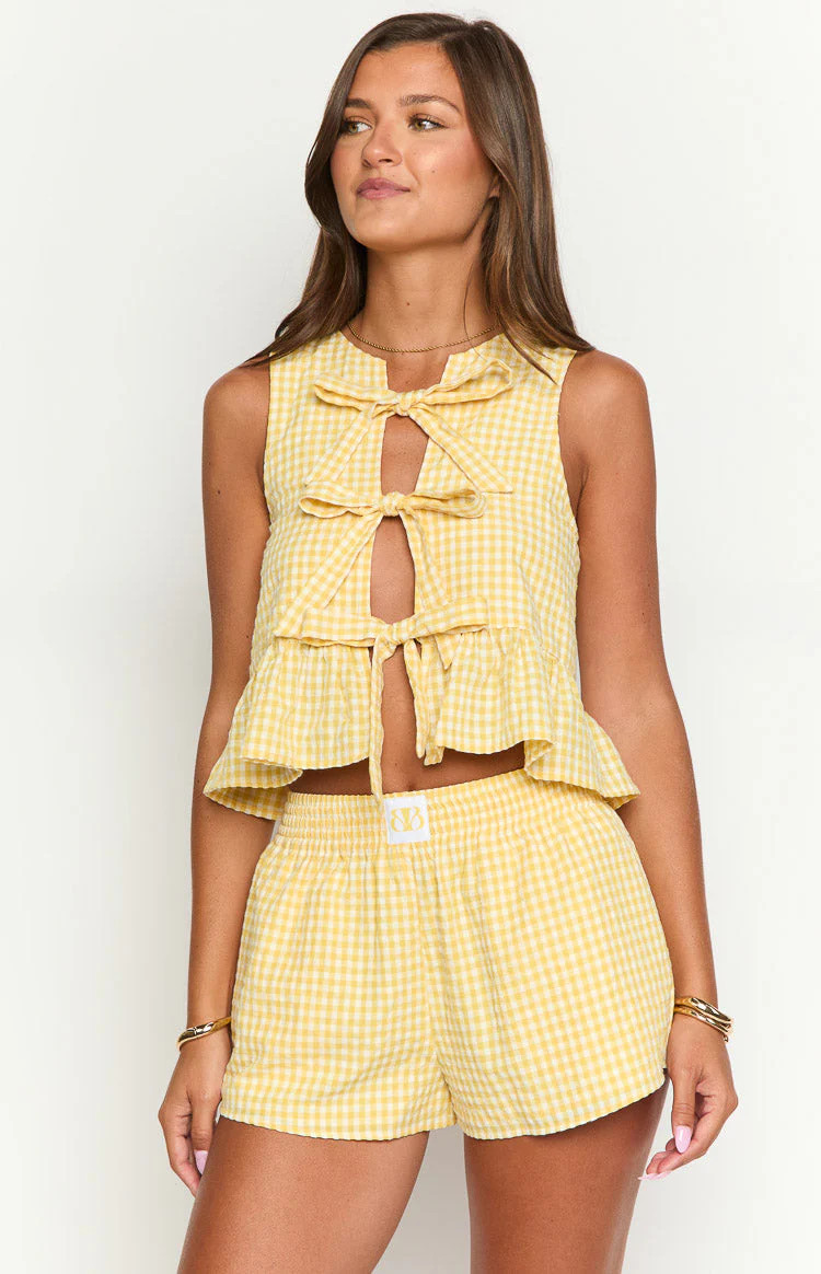 Baxter Yellow Gingham Shorts | Beginning Boutique (US)