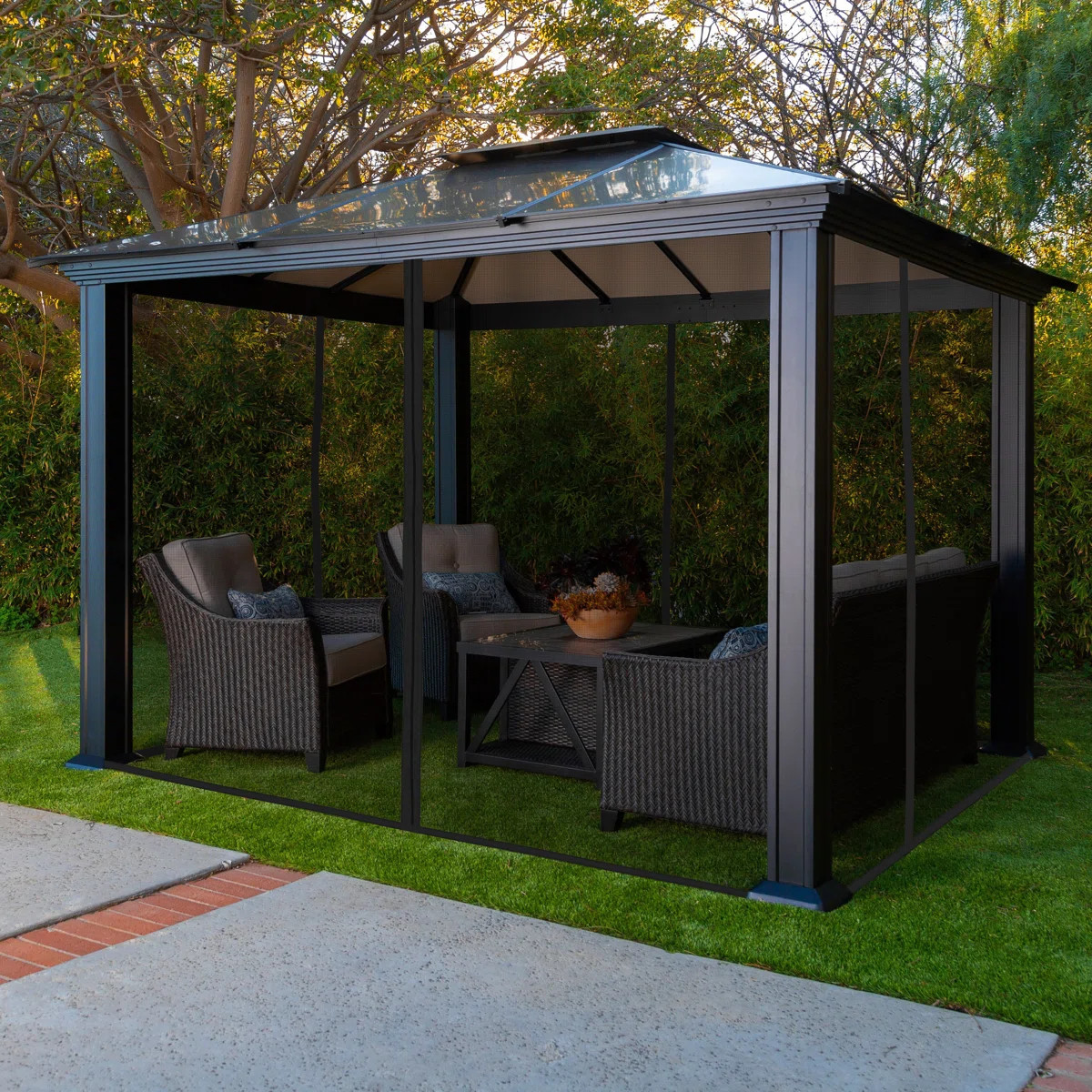 Santa Monica Aluminum Patio Gazebo with Mosquito Netting | Wayfair North America