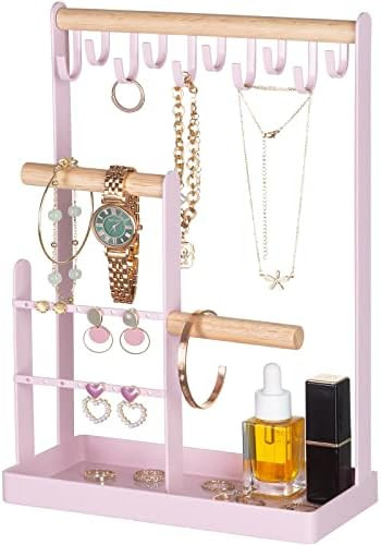 ProCase Jewelry Organizer Stand Necklace Holder, 4-Tier Jewelry Tower Rack with Earring Tray and Hol | Amazon (US)