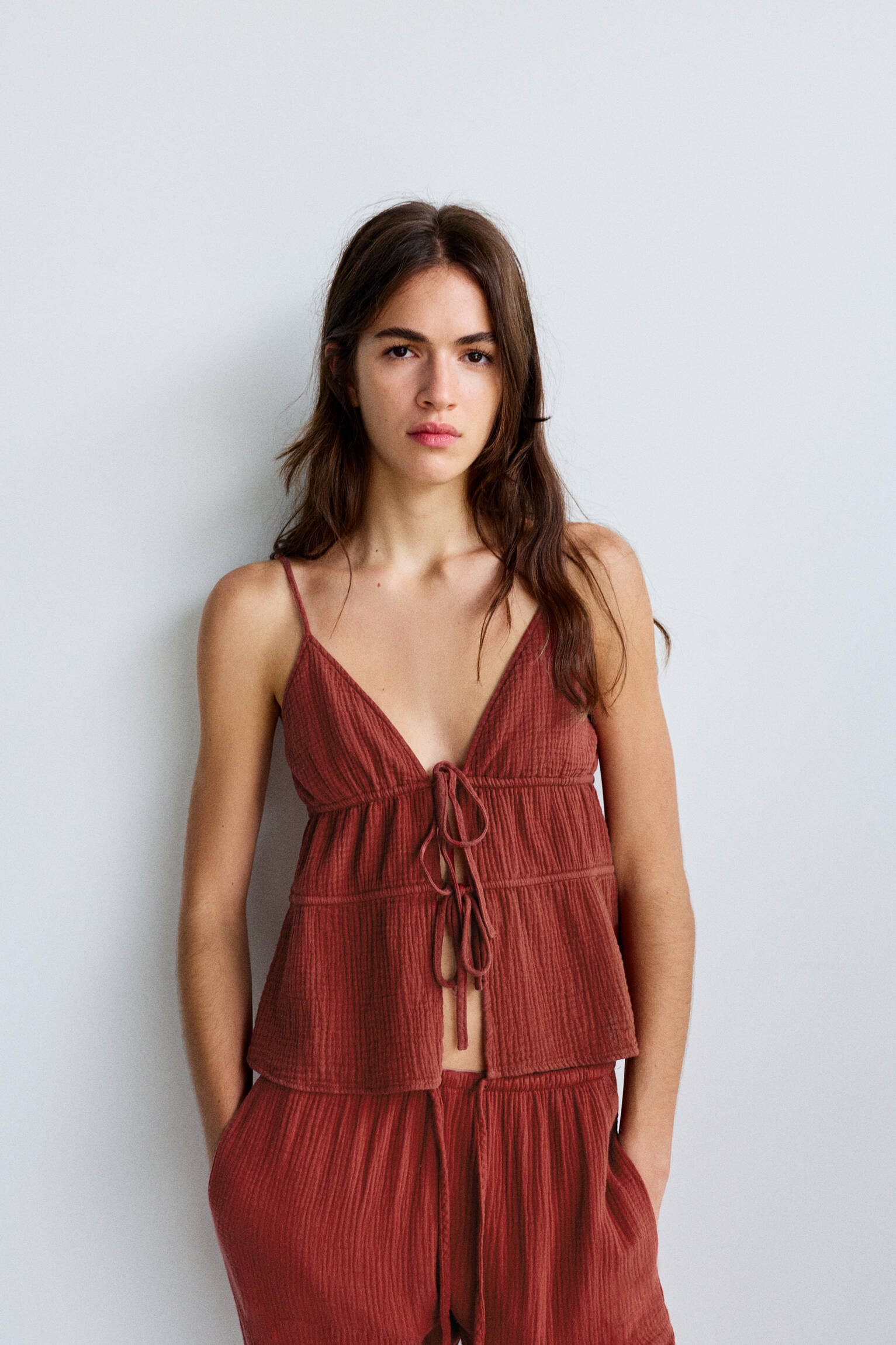 Crepe strappy top | Pull&Bear United Kingdom | PULL and BEAR UK